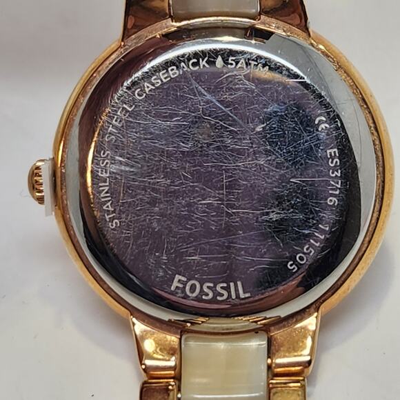 Fossil ES3716 Virginia Rose Gold Tone Cream Acetate Womens Watch 30mm Classic - Picture 7 of 9